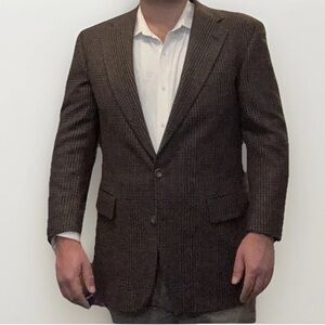 Vintage 1992 Ralph Lauren University Club Wool Blazer | Brown Plaid | USA Made